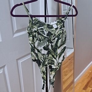 H&M Tropical Leaf Print Crop Top